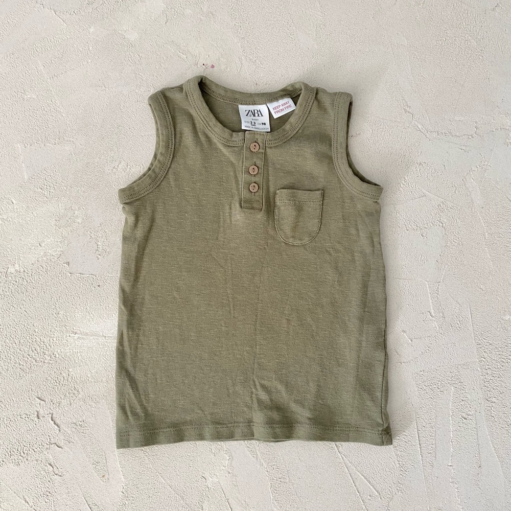 Zara Kids Olive Green Sleeveless Top